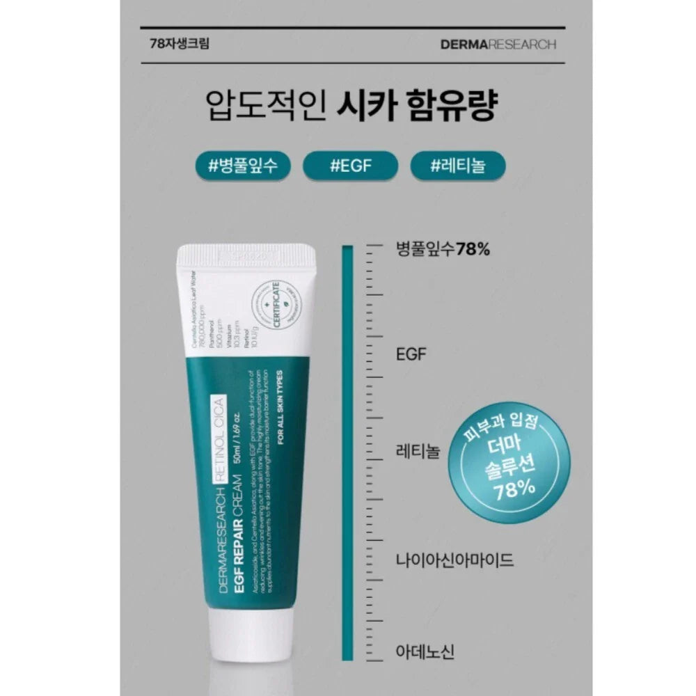 DERMA RESEARCH EGF Repair Cream 50ml EGF Retinol CICA 78 Cream