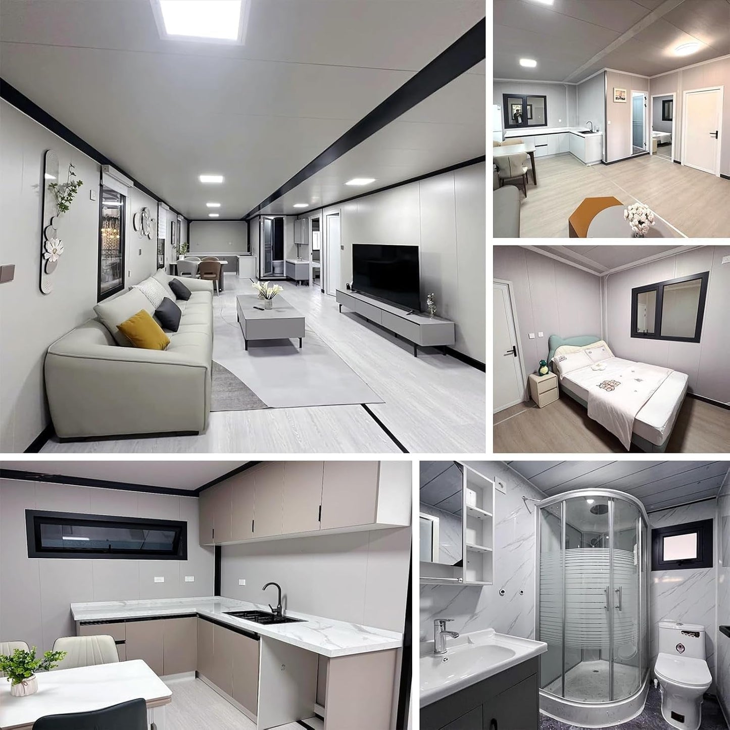 Tiny Home for Sale，20Ft 40FT Prefabricated House for Living Expandable Container House for 2 3 Bedrooms and 1 Fully Equipped Kitchen & Bathroom Modular Portable Design for Off-Grid Living