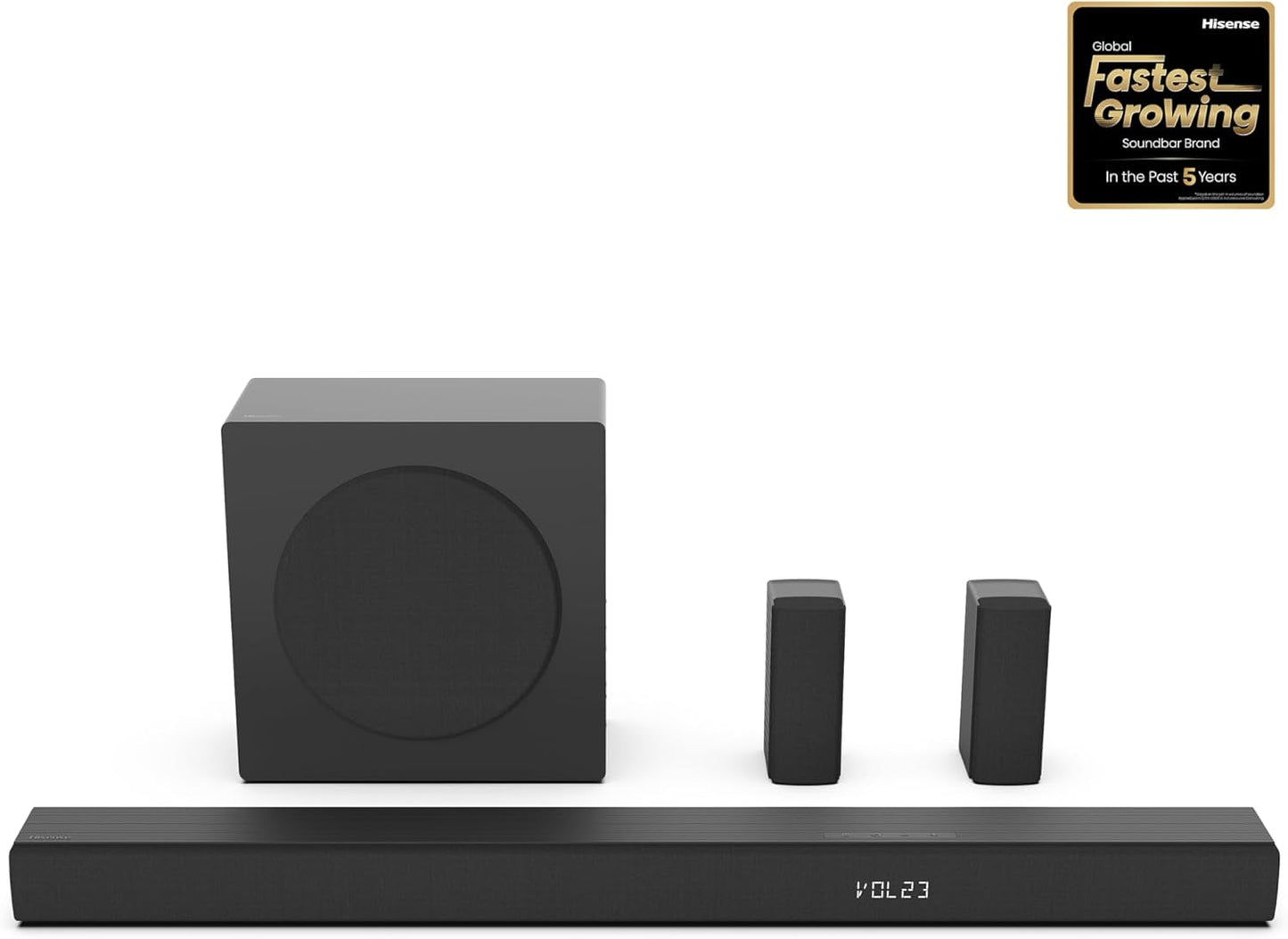 HS5100 5.1Ch Sound Bar with Wireless Subwoofer, 540W, Dolby Digital Plus, Bluetooth 5.3, Ezplay, Roku TV Ready, DTS: X, Hdmi/Aux/Arc/Optical/Usb (HS5100, 2024 Model)