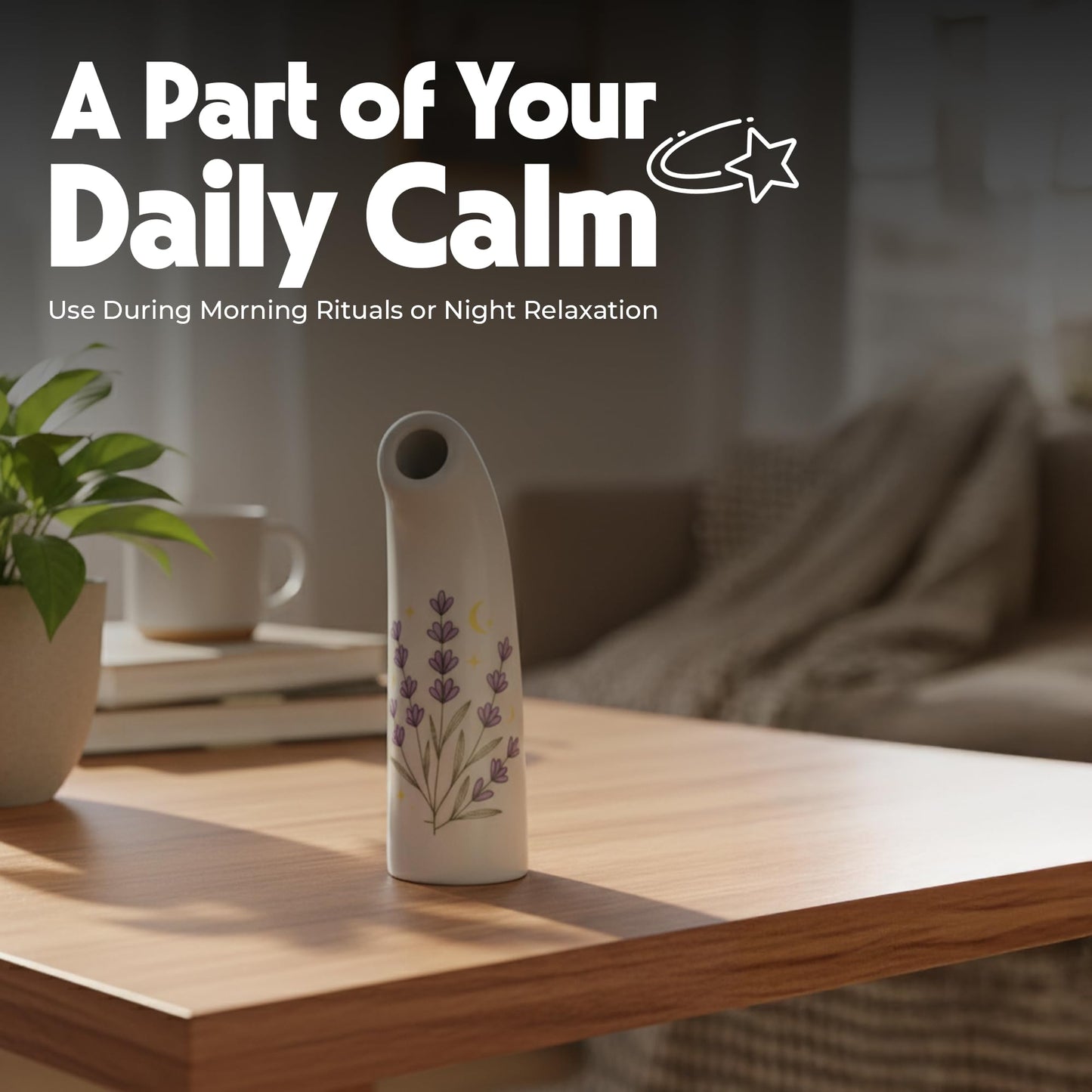 Himalayan Natural Salt Inhaler – Sleek & Slim Portable Design with Beautiful Print – Ceramic Body Works th Granular Salt - Easy to Carry in Purse – Natural Respiratory Wellness Support