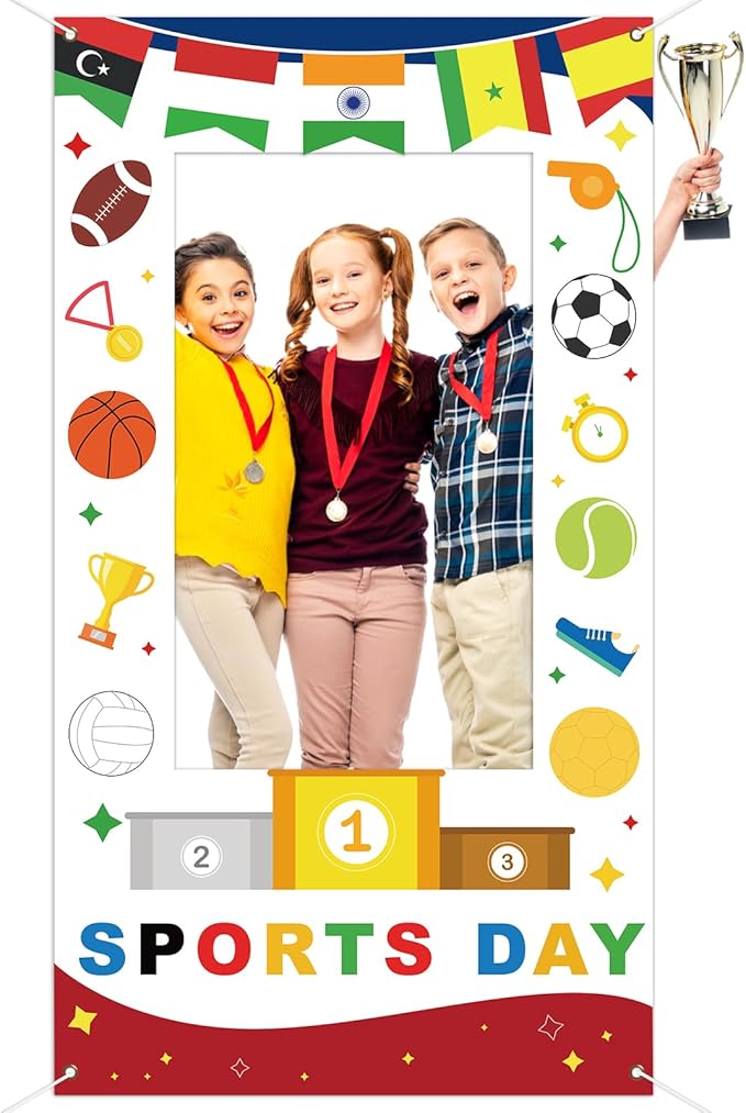 Sports Birthday Party Decorations Photo Booth Props All Star Party Banner Basketball Football Baseball Soccer Backdrop Int...
