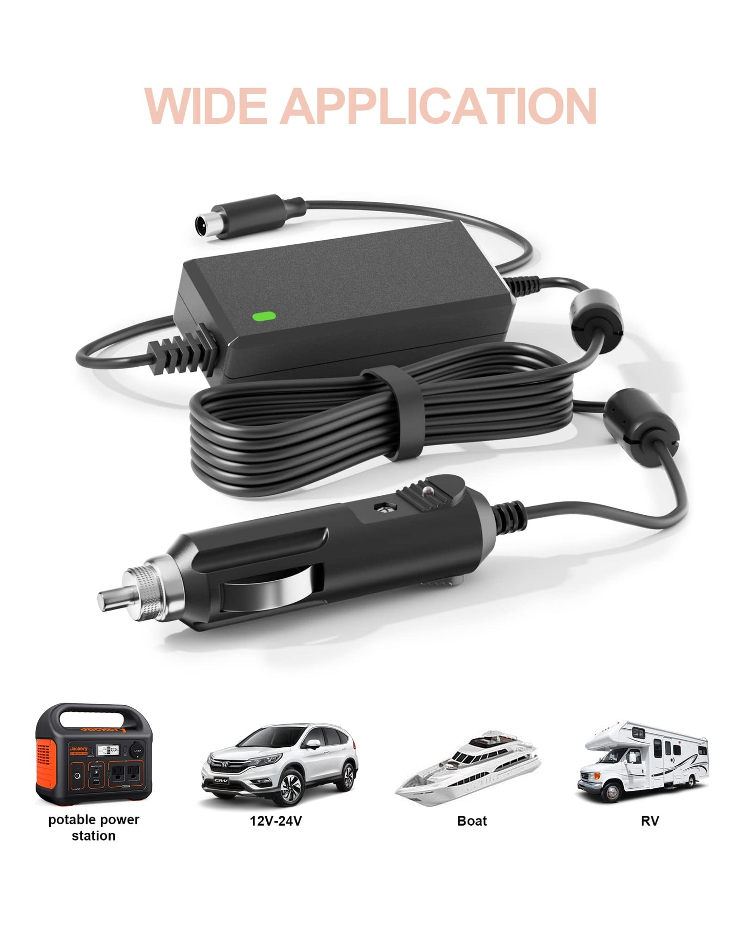 VHBW CPAP Power Cord Compatible with Resmed Airsense 10 Power Supply, Compatible with ResMed Airsense 10 S10 AirCurve 10 Series CPAP and BiPAP Machine, Car Charger 24V 3.75A 90W Airsense Adapter