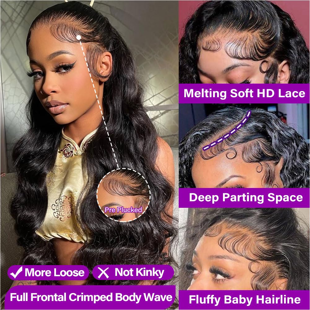 Ailwelia 13x6 Body Wave Lace Front Wigs Human Hair 200 Density Hd Transparent Lace Front Glueless Plucked Frontal Wigs 13x6 For