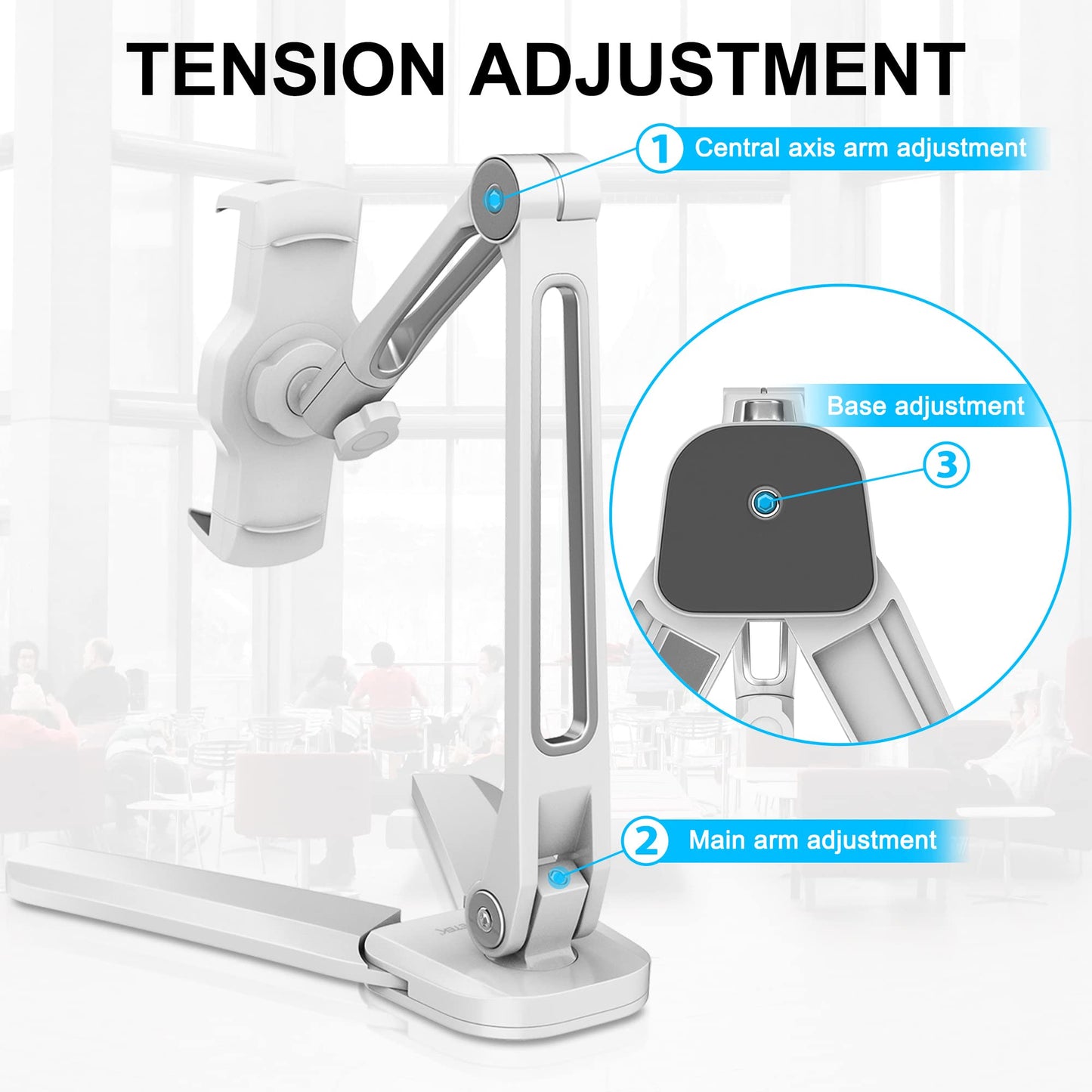 Abovetek Under Cabinet Ipad Mount, 3 In 1 Highflex 360 Ipads Wall Mount For Kitchen, Tablet Celling Under Counter Holder, Kitche