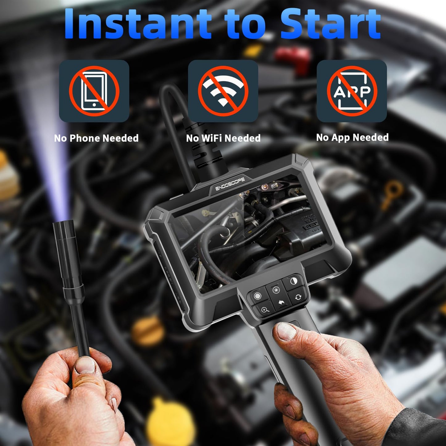 Endoscope Camera with Light - IP67 Waterproof Borescope Camera with 8 Adjustable LED Lights | 4.3" LCD Screen Borescope | HD 1080P Inspection Cameras with 16.5ft Semi-Rigid Cord Tools for Men