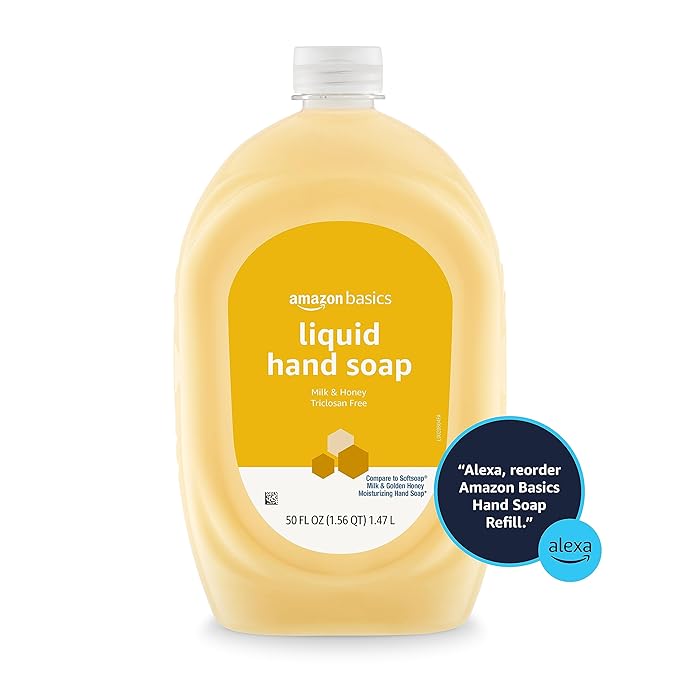 Amazon Basics Liquid Hand Soap Refill, Milk and Honey Scent, Triclosan-Free, 50 Fluid Ounces, 2-Pack (Previously Solimo)