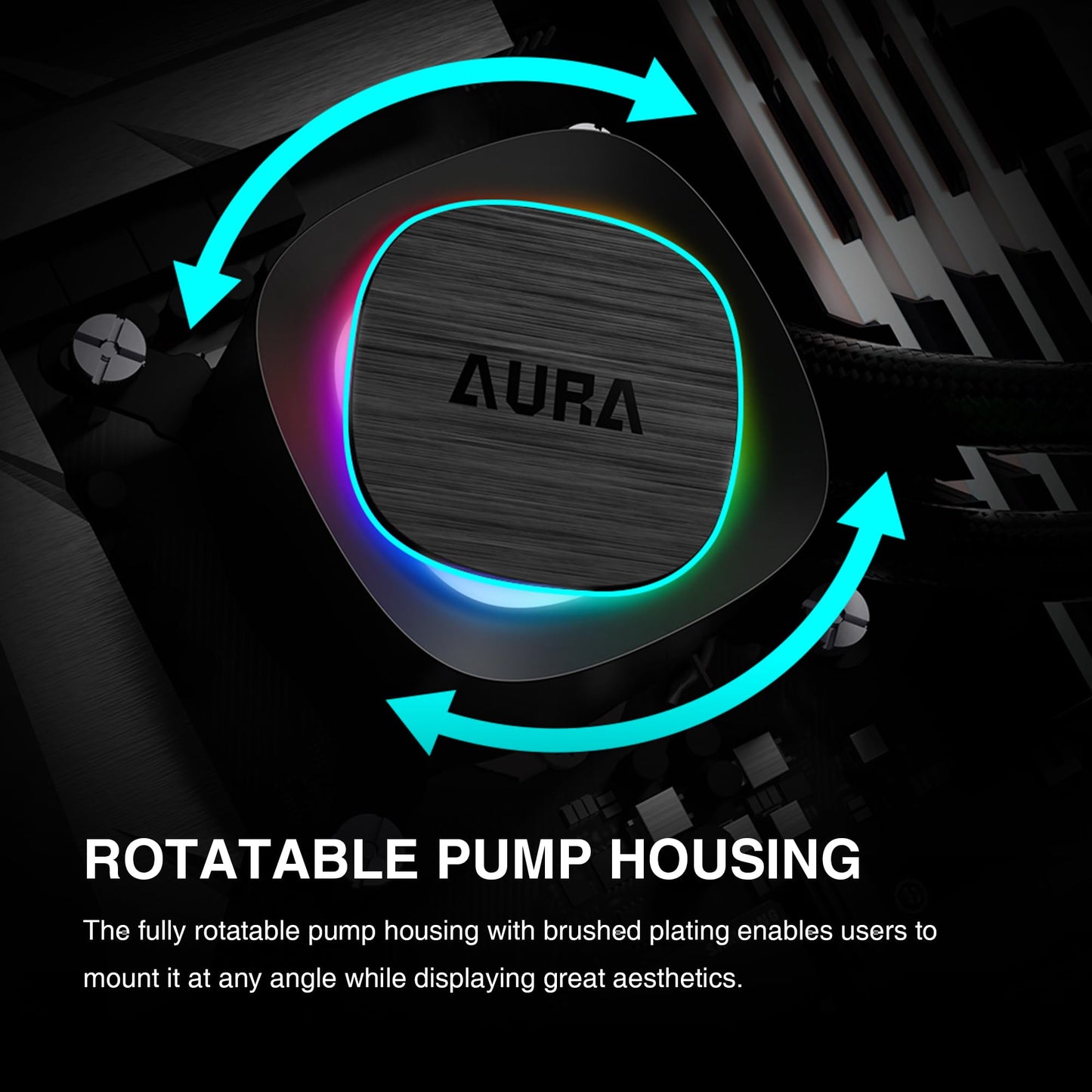 Gamdias Aura Glv2 360Mm Aio Liquid Cpu Cooler, Rotatable Performance 10-Pole Pump, 3 X 120Mm Daisy-Chained Hidden Cable Fans, Lo