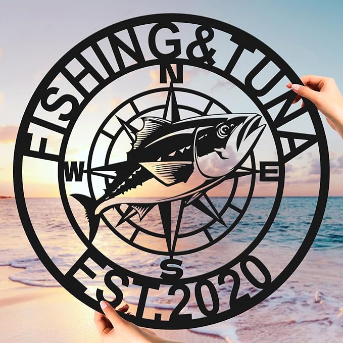 Personalized Custom Fishing Tuna Signs, Tuna Metal Signs, Ocean Adventure, Custom Metal Signs, Custom Metal Wall Art, Home...