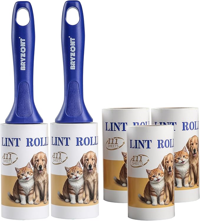 Pet Hair Lint Roller, 555 Extra Sticky Sheets with 2 Handles & 5 Rollers, Pet Hair Remover for Clothes, Furniture, Couch, Carpet, Dog Hair Removal, Animal Fur Fuzz Debris