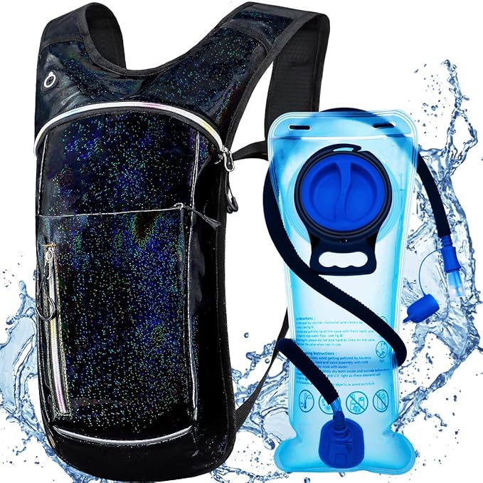 Hydration Backpack, Water Backpack with 2L Hydration Bladder, Rave Backpack Hydration Pack, Festival Essential for Raves, ...