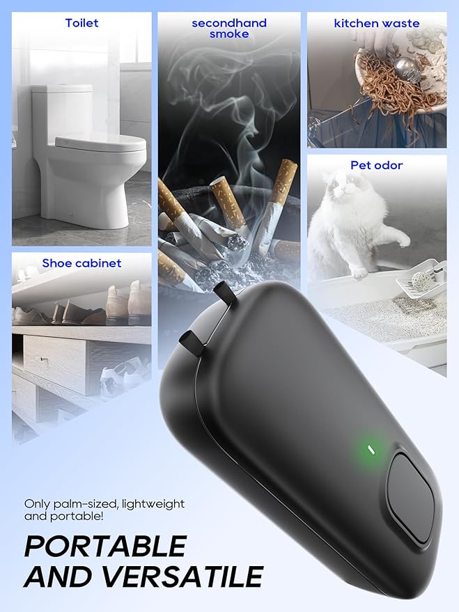 Cat Litter Deodorizer Plug in - Ozone-Free Negative Ion Air Purifier for Litter Box, Compact Odor Eliminator for Strong Pet Odors, Dog Odor Eliminators for Home, Bedroom, Kitchen (black 2pcs)