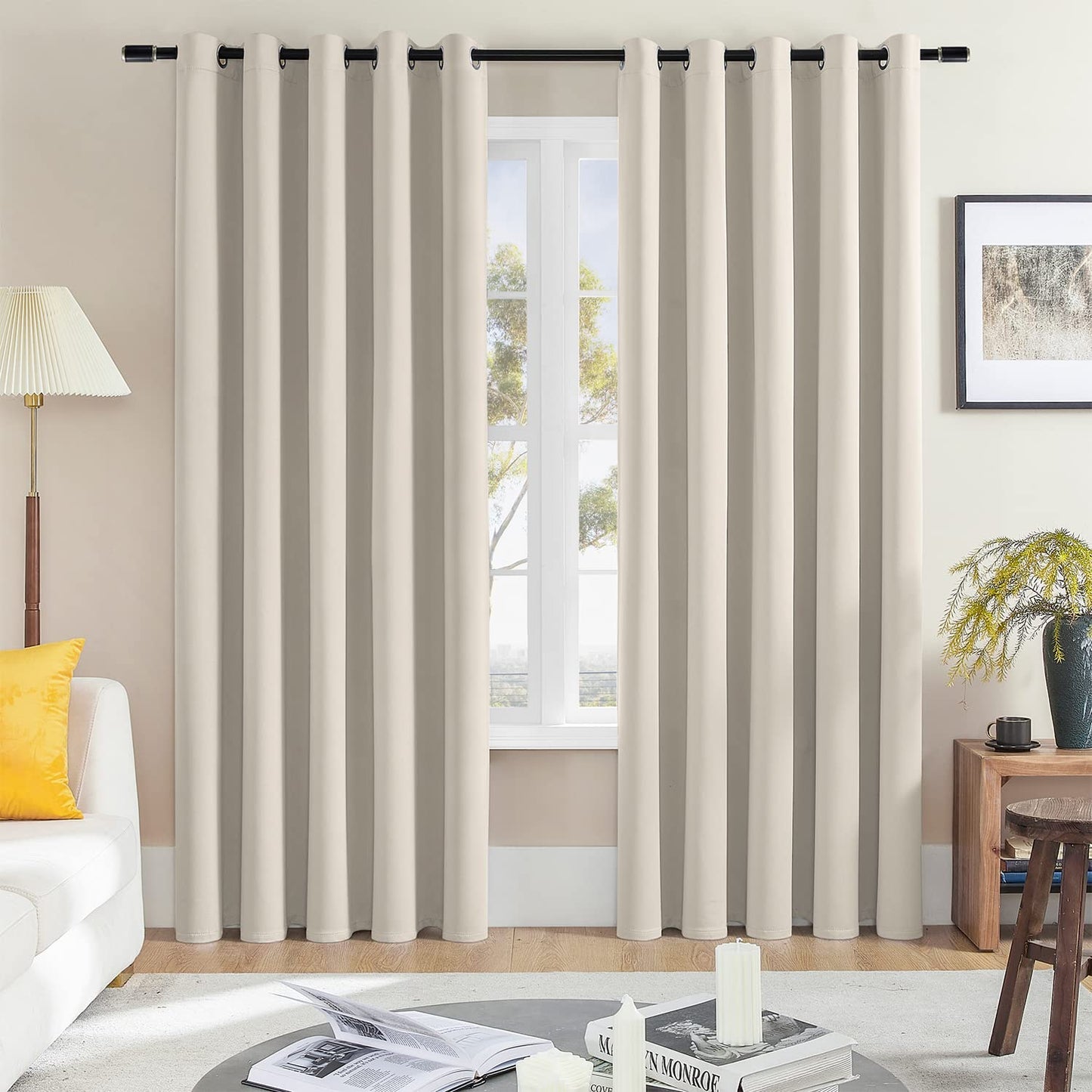 Rutterllow Blackout Curtains for Bedroom, Thermal Insulated Noise Reducing Window Drapes for Living Room, Grommet Top (52x72 Inch, Navy Blue)