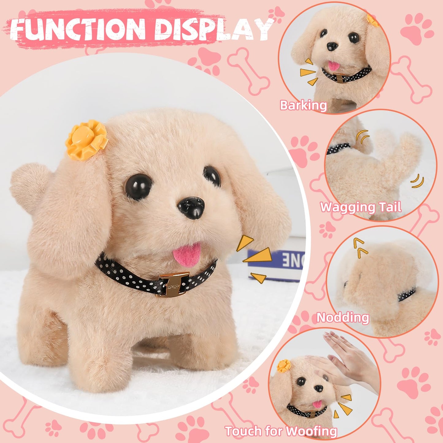 Vanvimen 16 Pcs Robot Dog Toys for Girls, Toys for 3 4 5 6 7 8 Year Old Girls Kids Boys, Realistic Robot Puppy Toys for 5-7 6-8, Ideas Birthday Gifts for Girl 3 4 5 6 Year Old