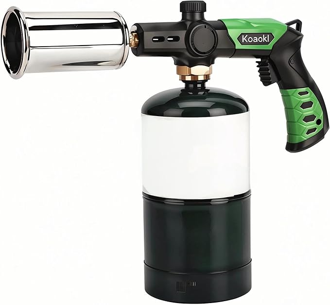 KOACKL Propane Torch Head, Kitchen Blow Torch Gun, Campfire Charcoal Starter, Grill Torch with Igniter, Adjustable Flame f...