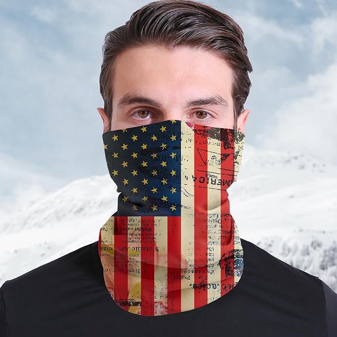 Patriotic Neck Gaiter Multifunctional Face and Neck Cover with Flag Design for Outdoor Activities