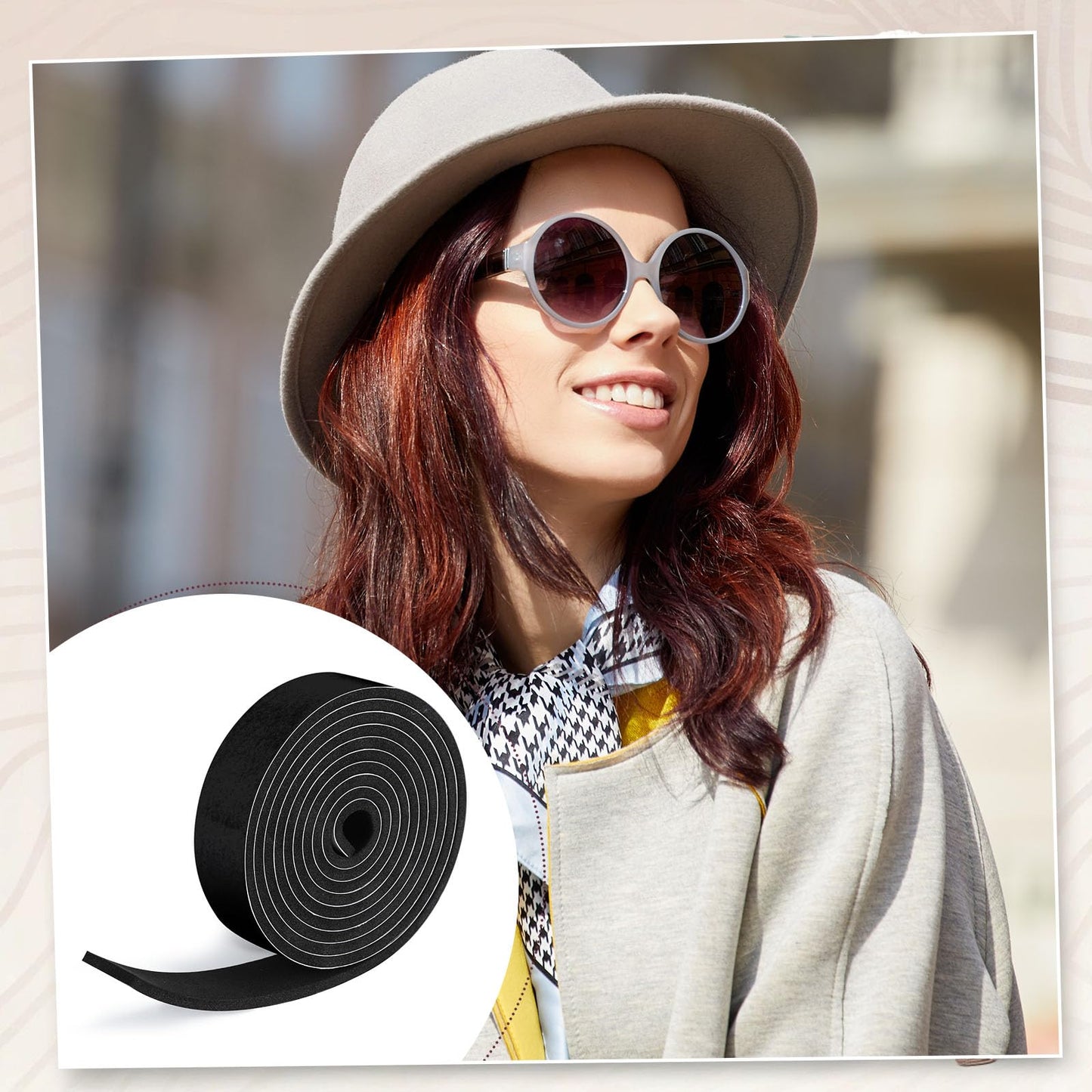 Outus 23 Pieces Hat Size Tape Reducer Hat Sizer Insert Foam Reducing Tape Roll self Adhesive (Black)