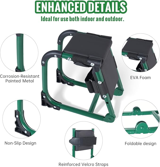 LemZodo Garden Kneeler and Seat, Ergonomic 2-in-1 Foldable Knee Seat, Gardening Stool with Soft Adjustable Kneeling Pad, Gardening Gifts for Women Mom Men Seniors
