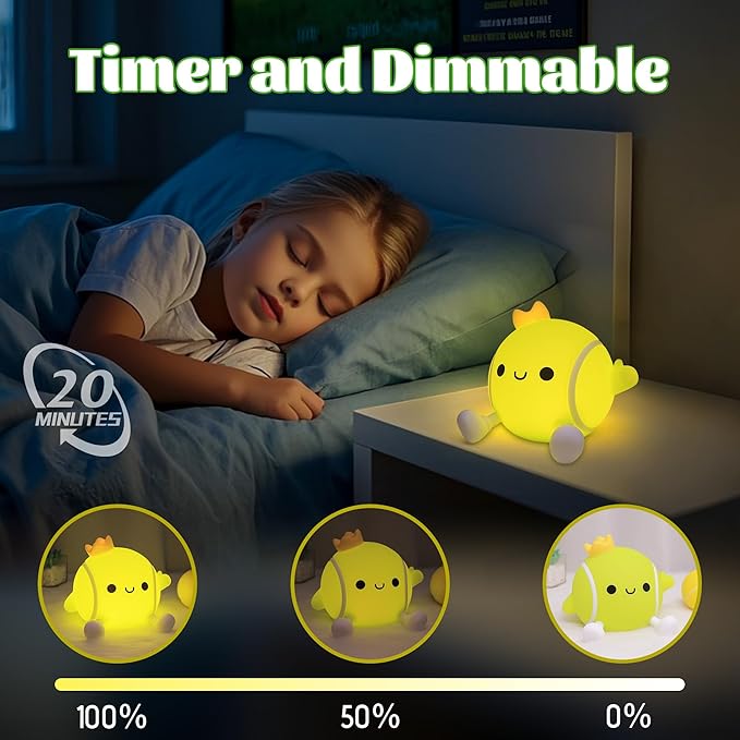 YuanDian Tennis Gifts, Soft Glow Silicone Tennis Ball Night Light - Versatile Sports Decor for Bedrooms & Man Caves - Birthday Christmas Gift for Adults, Teens, and Athletes