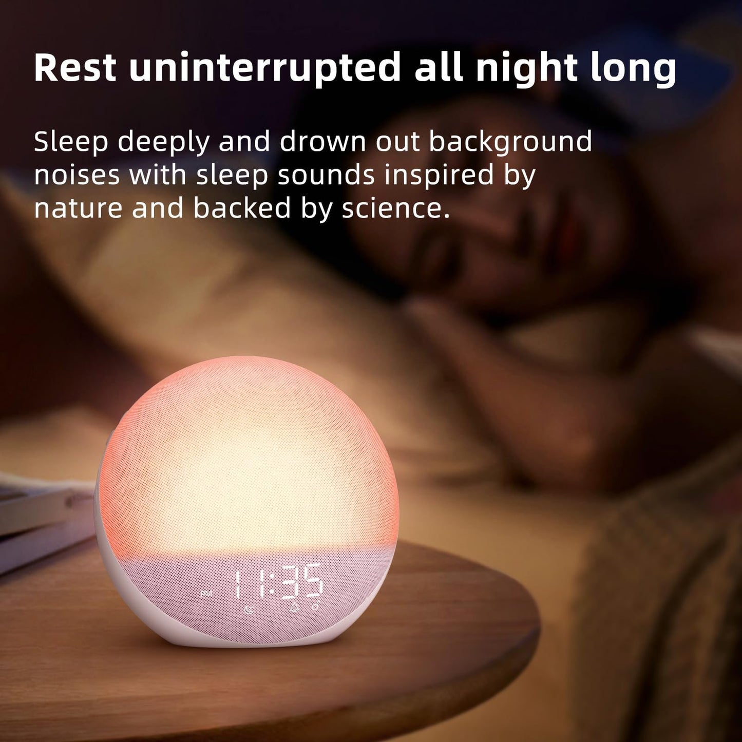 Odokee Sunrise Alarm Clock White Noise Machine: Natural Wake Up Light - Dimmable Clock with Bluetooth Speaker for Bedroom - 25 Sleep Sounds for Baby Adults Kids Sakura Pink