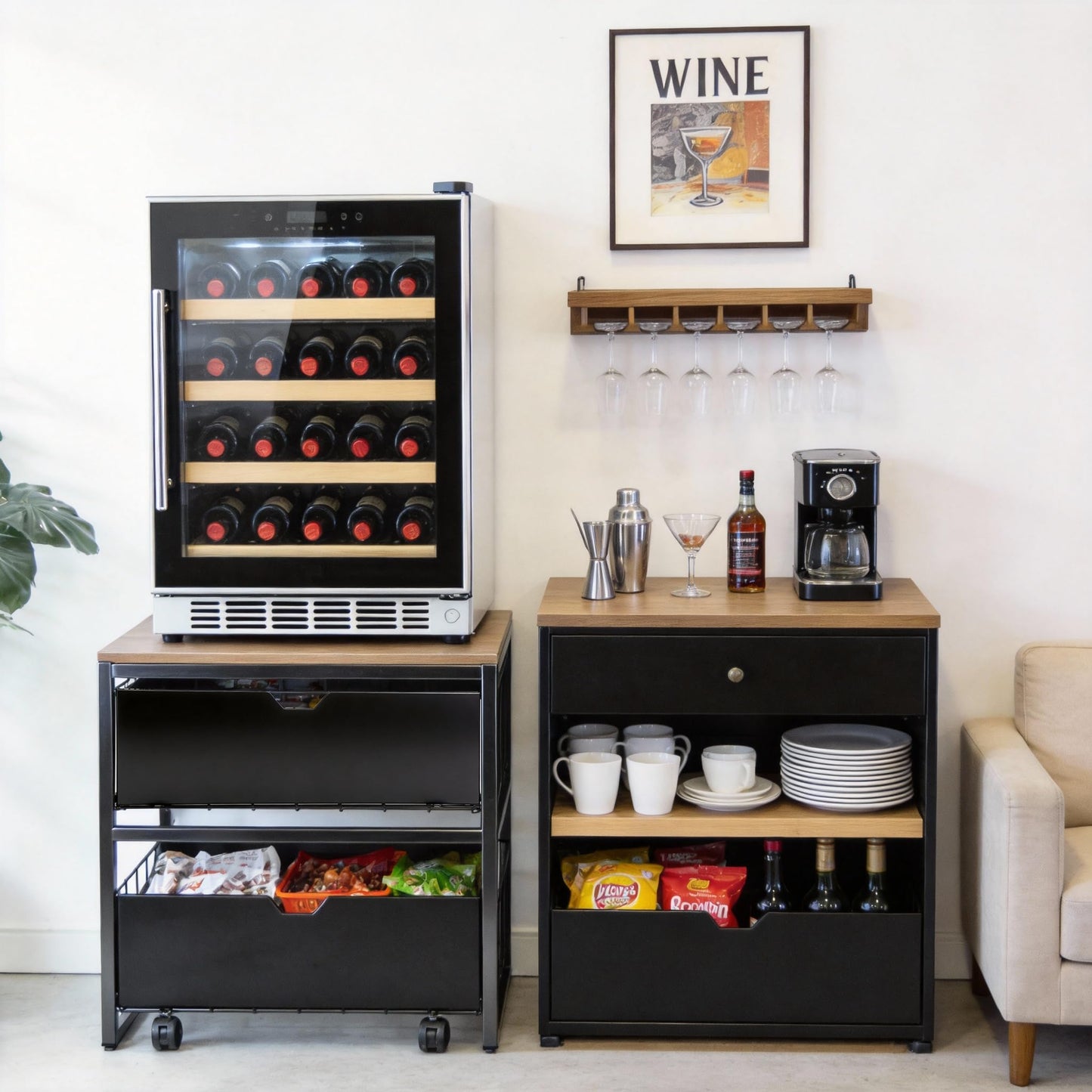 BLBYHO Mini Fridge Stand with Storage, Heavy Duty Mini Fridge Table, Small Refrigerator Stand, For Dorm Office Apartment Home, 21.6”L x 21.6”W x 22.2”H, Max Load 250 LBS