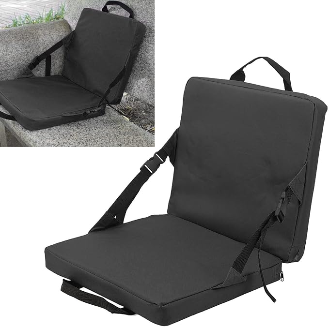Alomejor Stadium Seat with Back Support, Outdoor Chair Foldable Soft Sponge Cushion for Sports Fans, Beach Lovers, and Outdoor Events