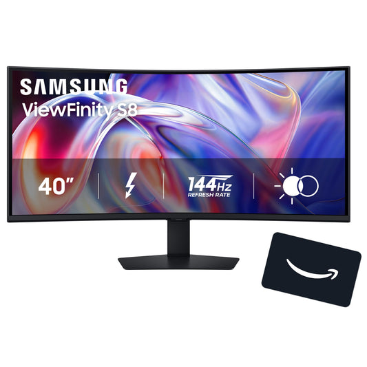 Samsung 40" ViewFinity S8 S85TH Curved Monitor + $300 Amazon Gift Card, 5K2K WUHD Resolution, 144Hz, Built-in Speakers, Thunderbolt 5, AMD FreeSync Premium, Height/Tilt/Swivel Stand, LS40H850TANXZA