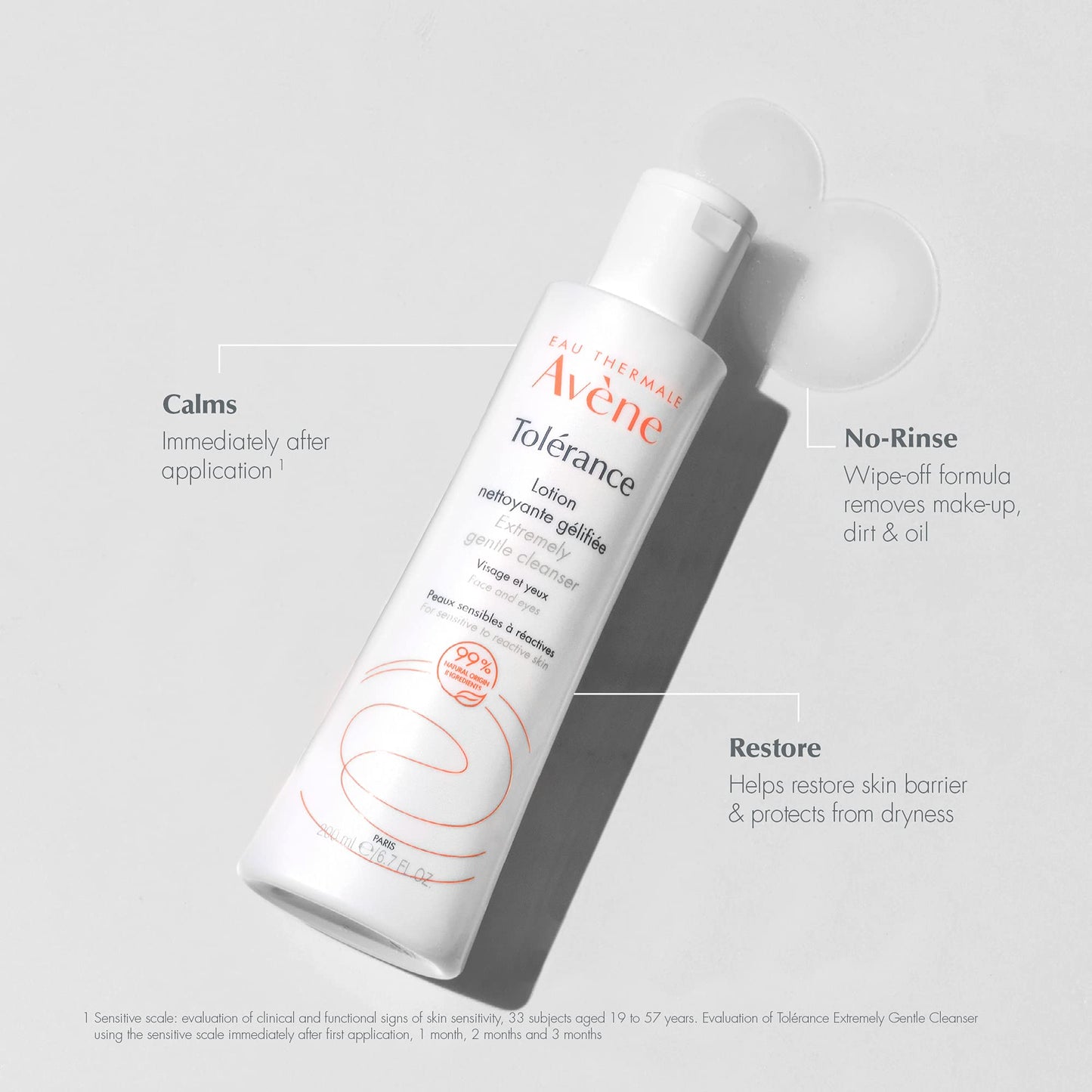Avène Tolerance Extremely Gentle Cleanser Lotion for All Types of Hypersensitive Skin, Waterless Cleanser, 6.7 Fl Oz