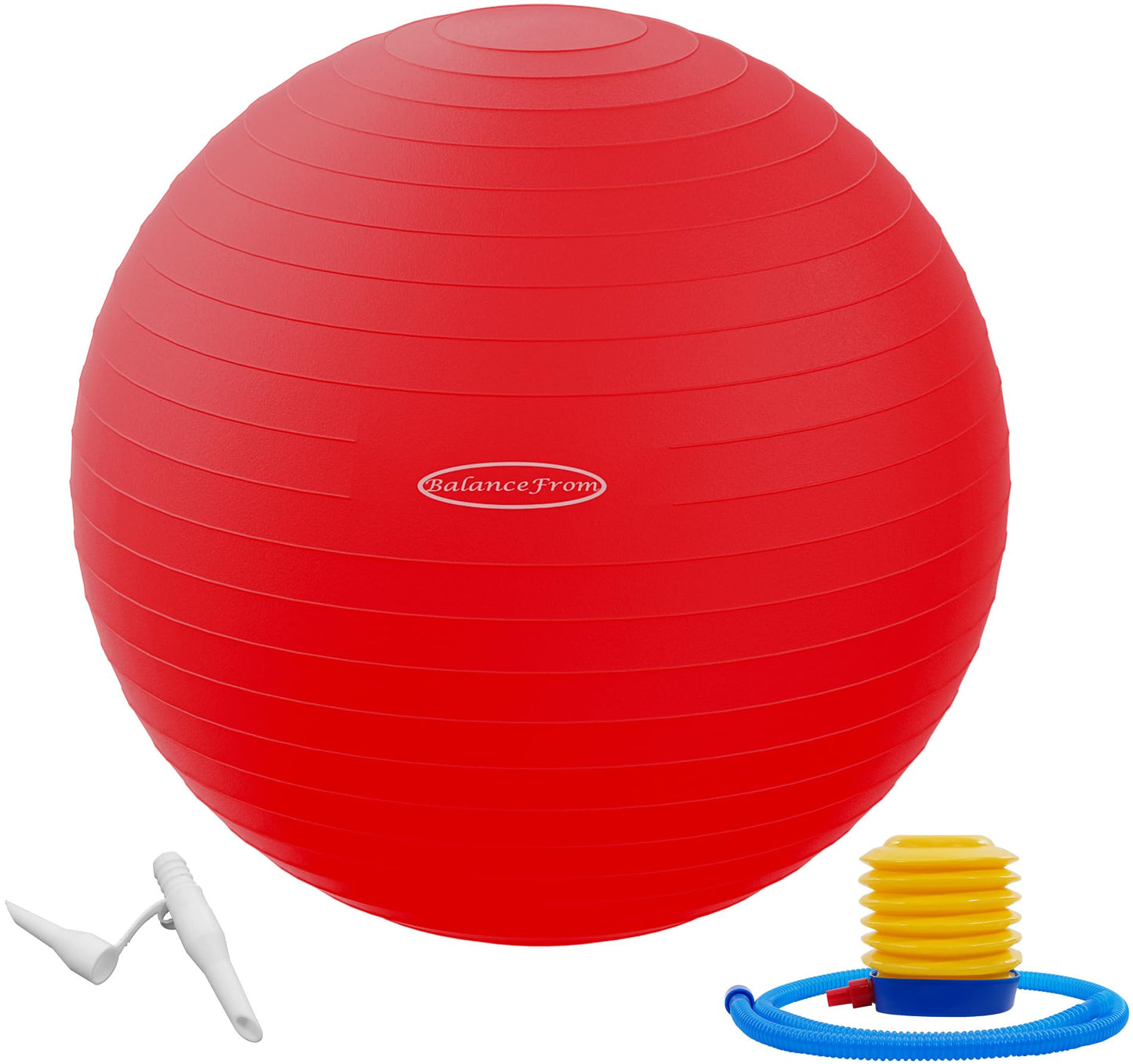 Fitvids Anti-Burst Slip Resistant Exercise Ball - 18-inch, 2,000-Pound Capacity, Red