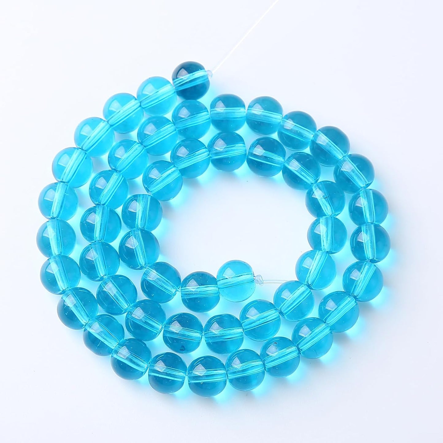 60pcs 6mm Topaz Blue Crystal Glass Beads Round Loose Spacer for Jewelry Making DIY Bracelet Necklace Healing Power Stone (Blue Crystal Glass, 6mm)