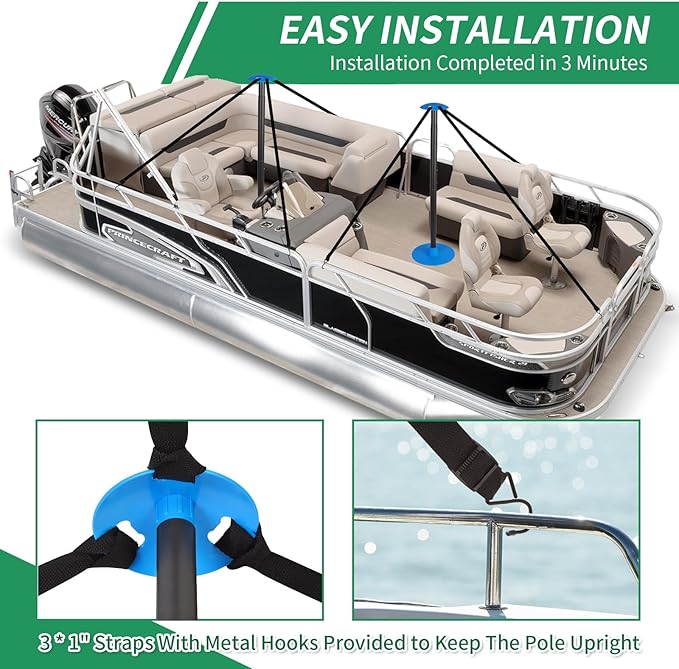 Nukugula Windproof Boat Cover Support Pole System 2 Pcs with 8 Adjustable Heights Telescoping Steel Furniture Cover Support Poles 18"-57" with Straps Storage Bag