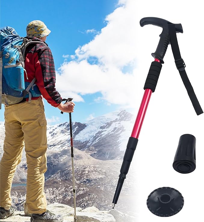 Retractable Trekking Pole Aluminum Alloy Walking Poles Portable Hiking Pole Suitable for Outdoor Activities Such as Mounta...