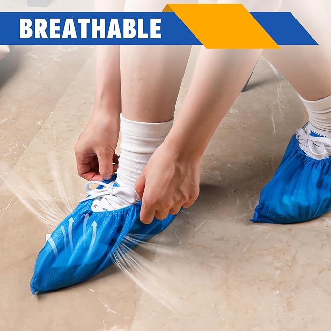 600 Pack(300 Pairs) Shoe Covers Disposable, Non-woven Fabric Shoes Covers for Indoor, Blue Durable & Reusable Disposable Boot & Shoe Covers, Larger Size Fits Various Shoes