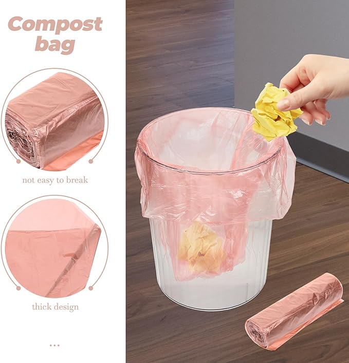 NOLITOY 100Pcs Biodegradable Corn Starch Trash Bags Heavy Duty Disposable Kitchen Waste Bags for Home Bathroom Office Gold Color