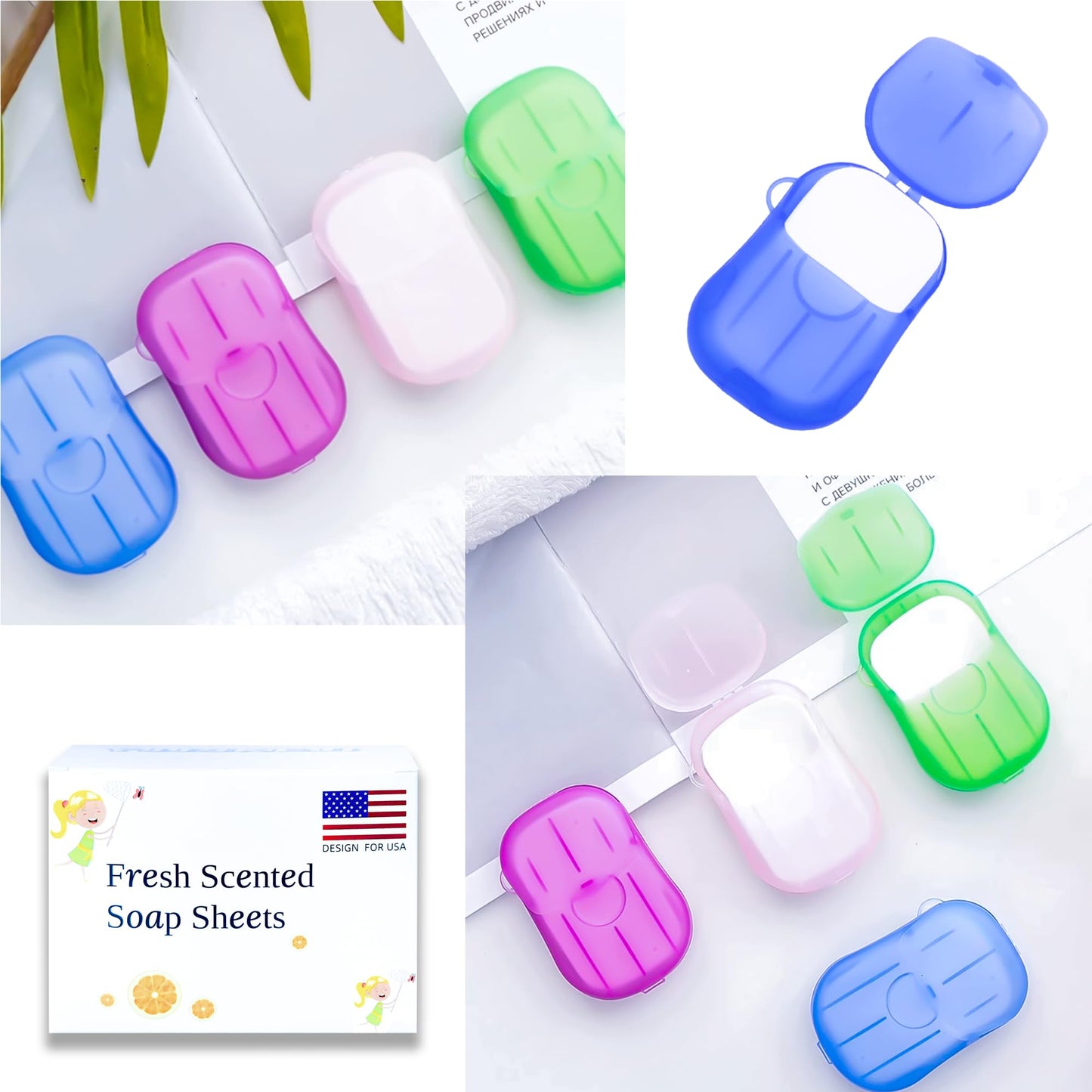 Soap Sheets for Traveling, 6 Pack Portable Soap Paper, Effectively Cleans Stains, Suitable for BBQ, Camping, Hiking, Traveling