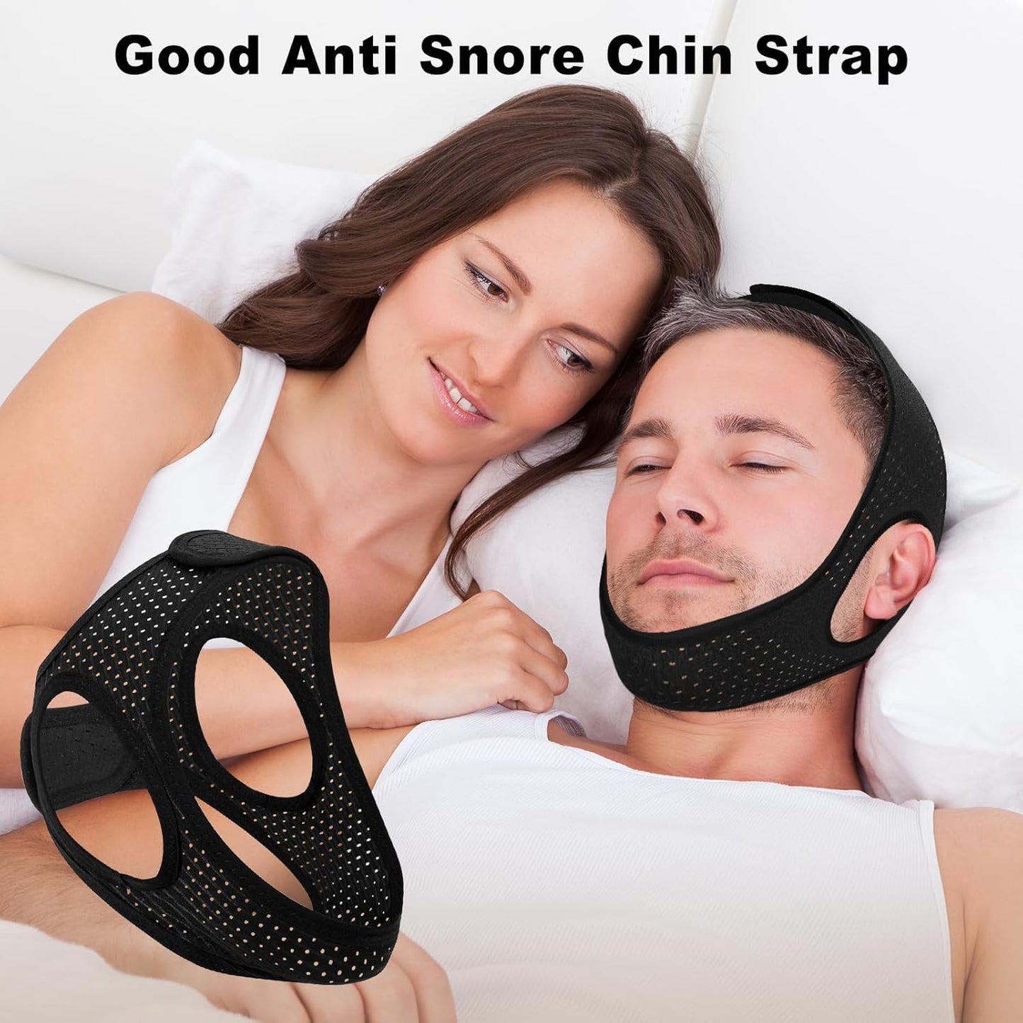 Chin Strap for Sleeping - Anti Snoring Device, Airflow Jaw Strap for Sleep Apnea, Effective Anti Snore Solution for Men and Women, X Size and 1PCS