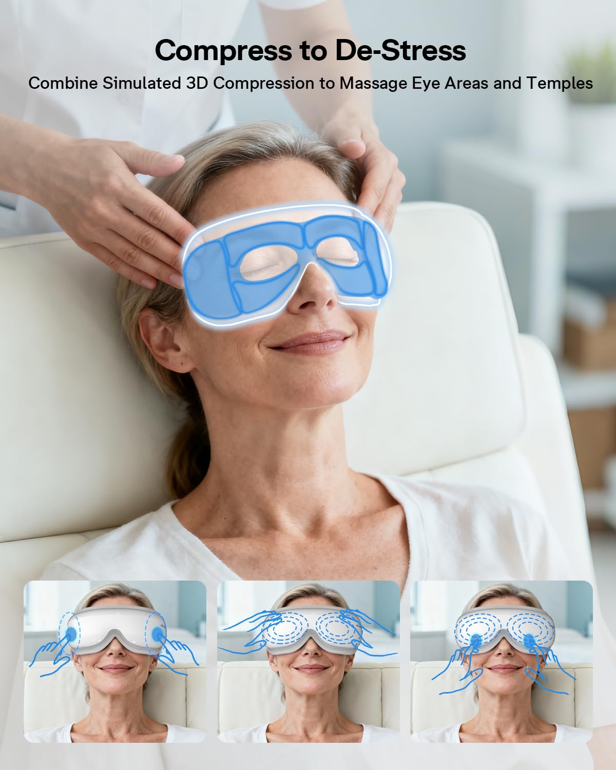 Eye Massager, Heated Eye Mask for Migraines/Strain/Dry Eyes Relief, Smart Sleep Mask with Heat & Bluetooth Music, Christmas Gift, Birthday Gifts for Mom Dad Women Men