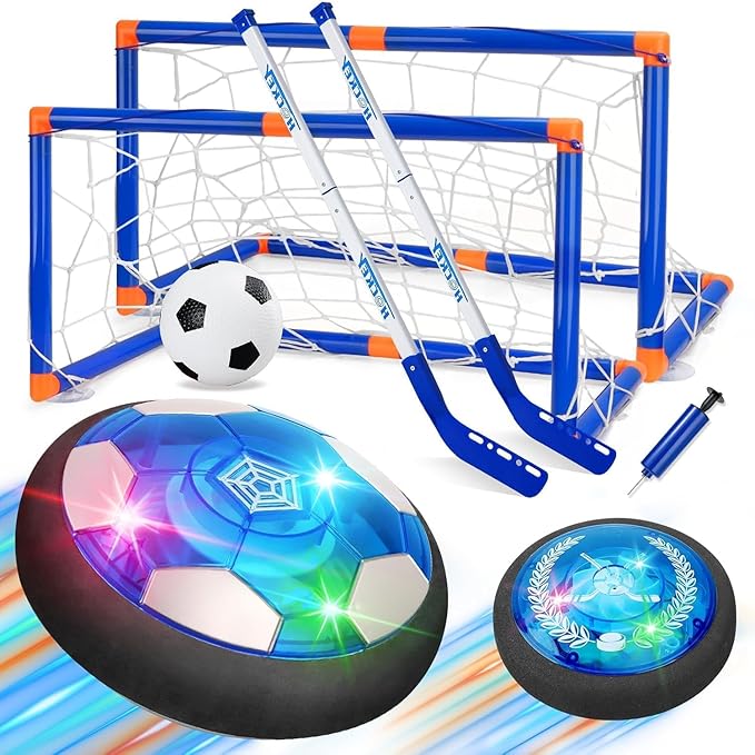 Nazano 3-in-1 Hover Soccer Ball, Kids Toddler Hockey Set with LED Lights,Indoor Outdoor Toys for Kids, Soccer Gift for Boy...