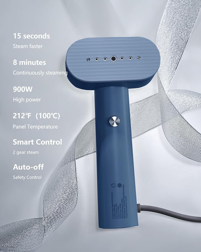 G6 Pro Smart Handheld Steamer for Clothes – Global Voltage Adaptation(100-240V), Palm-Sized & Lightweight (0.8lb), Easy Wrinkle Remover, Auto Shut-Off, Travel & Home Double Use(Blue)