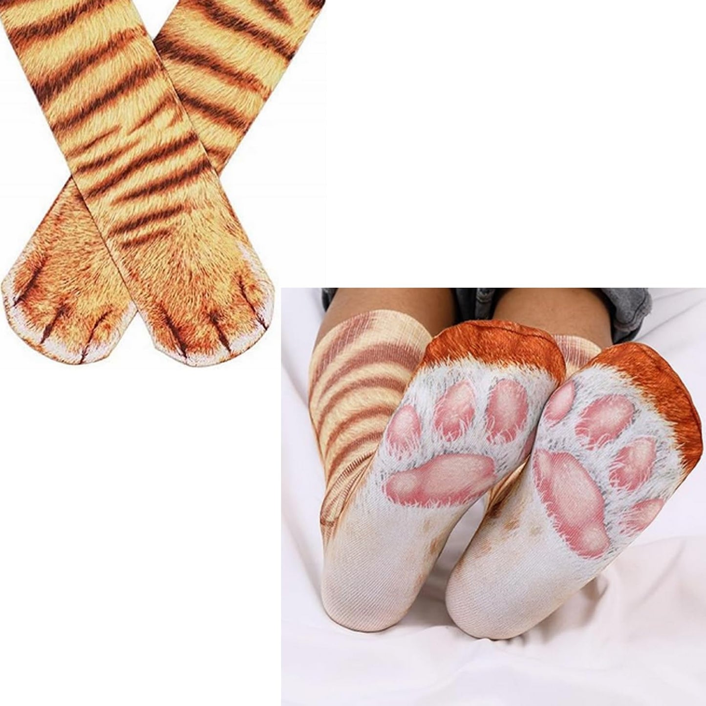 Valpeak 3D Cat Mask, Cat Headband, and Funny Cat Socks with cat Tails (Orange cat three-piece)