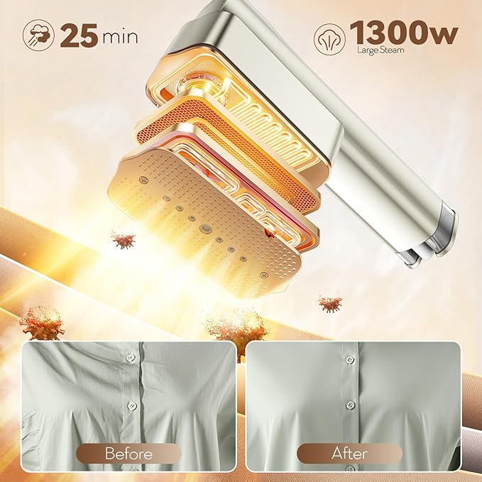 Steamer for Clothes,2-in-1 Clothes Steamer Handheld with 200ml Large Capacity,25 Min Continuous Use,4 Modes 1300W Travel Steamers with Storage Bag for Travel/Home