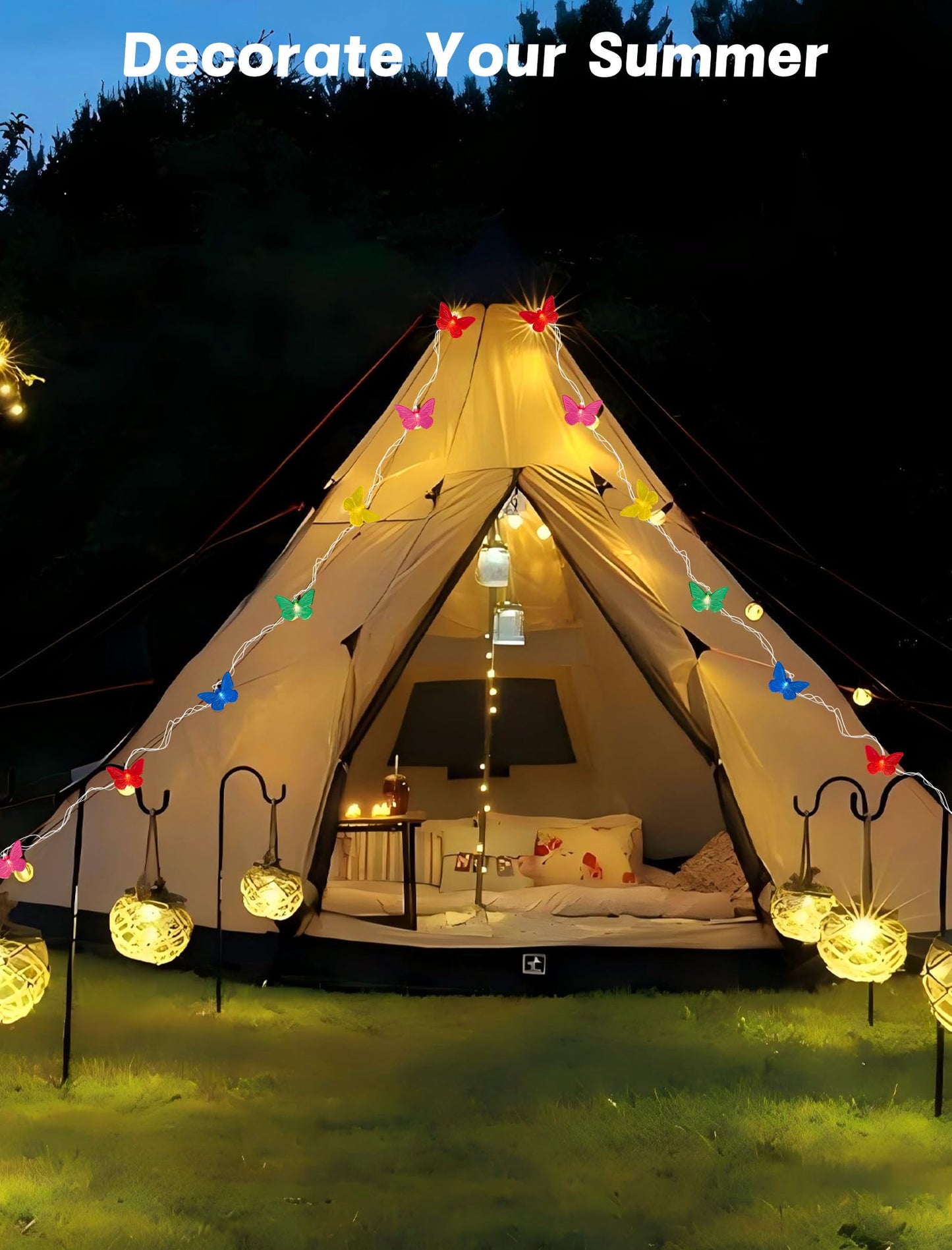 Pallerina Butterfly String Lights-8.5ft Butterfly Fairy Lights with 10 Led Light,Plug in Bedroom Curtain Lights for Indoor Tent Loft Bed Patio Party Wedding Wall Summer Holiday Garden Decor