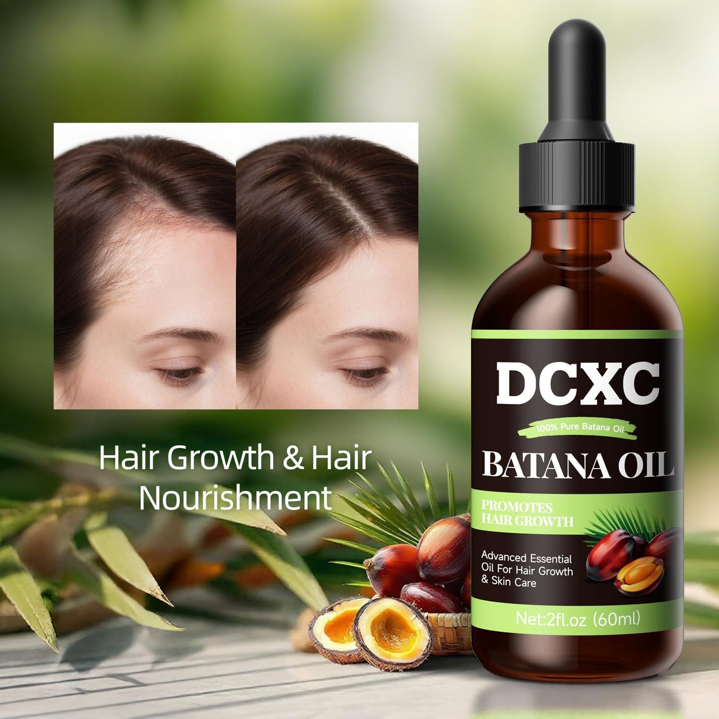 DCXC 100% Pure & Natural Batana Oil for Hair Growth - Strengthens Hair, Reduces Breakage and Hair Loss, Enhances Shine - Nourishment For All Hair Types - 60ml