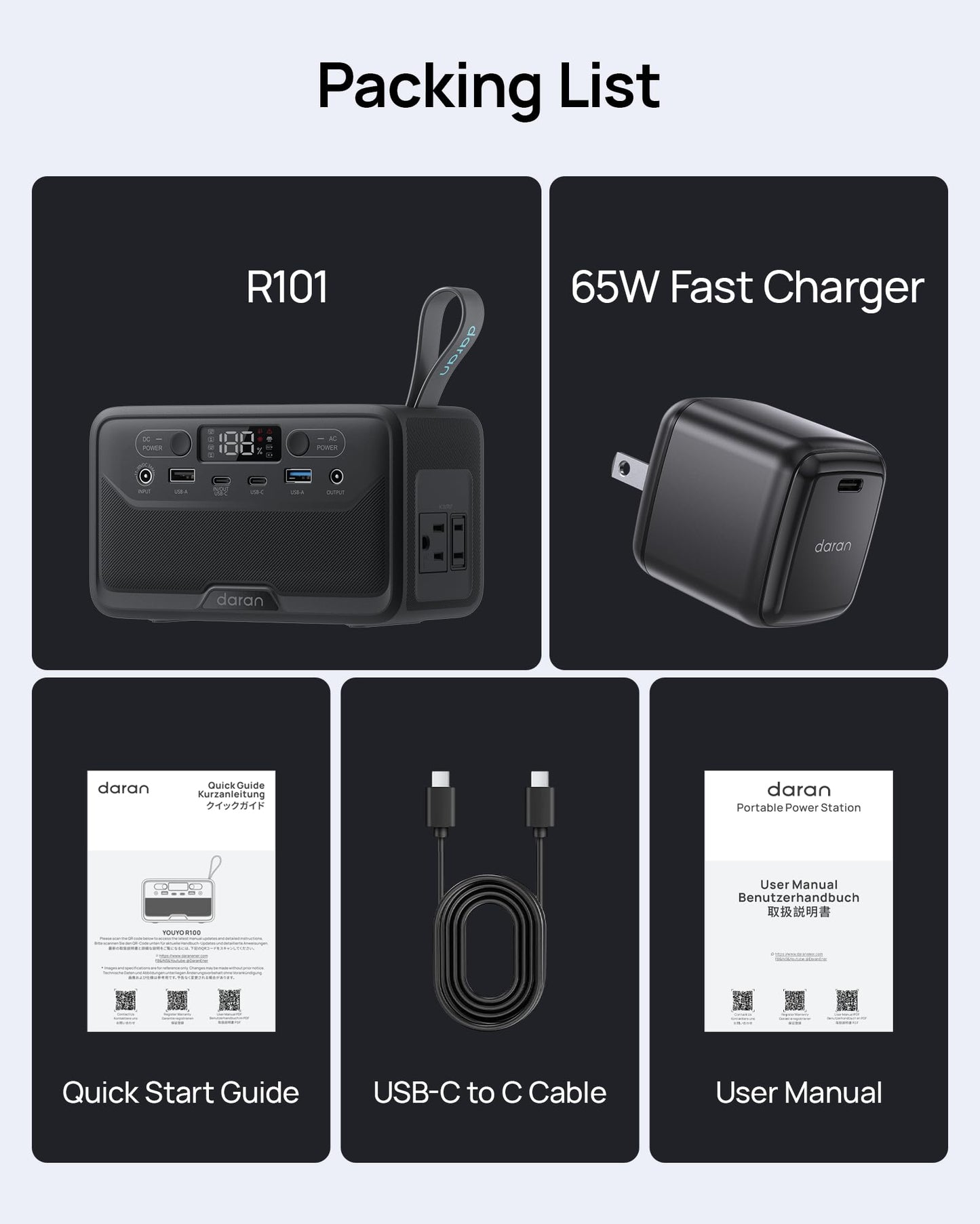 Portable Power Station 89.6Wh LiFePO4 Battery, Solar Power Bank with AC Outlet 100W/110V, USB-C PD Two-Way Fast Charging Small Generator for Laptop, Camping, Home, Office (65W Wall Charger Included)