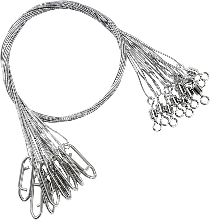 AMYSPORTS High Strength Fishing Leaders Steel Heavy Duty Fishing Leader Wire Line Stainless Wire Leaders Saltwater White N...