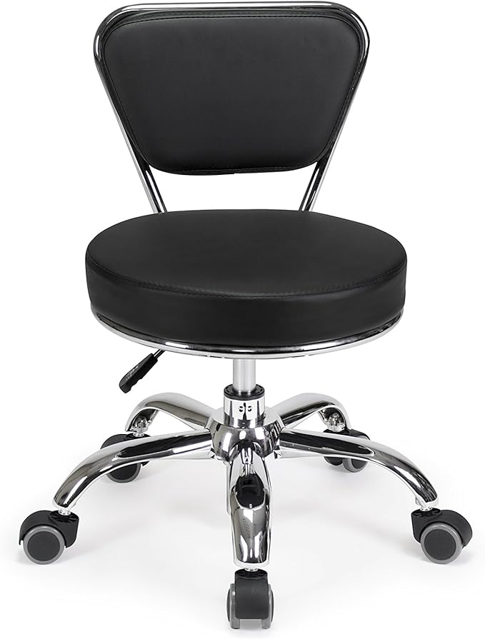 MAYAKOBA Dayton Garage Rolling Seat (Black) Pneumatic, Short Stool with Adjustable Height 13"-15", Perfect for Garage Task, Home Cleaning, Bathroom Short Seat, Technician Task