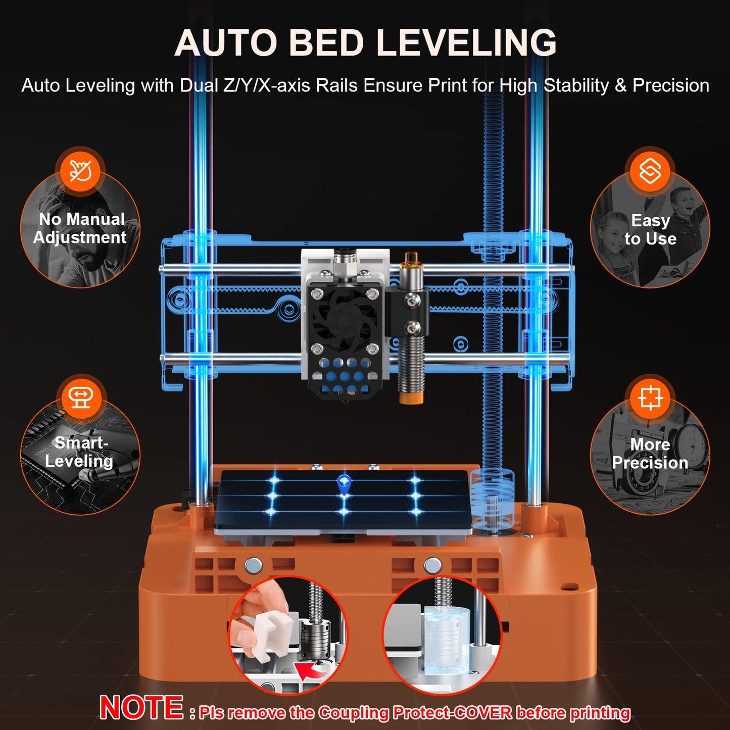 TINA2S 3D Printer, HEPHI3D 3D Printers for Beginners, WiFi Cloud Printing Mini 3D Printer Fully Assembly, Auto Leveling 3D Printers for Kids Silent Print, Open Source DIY 3D Printer for Home, School