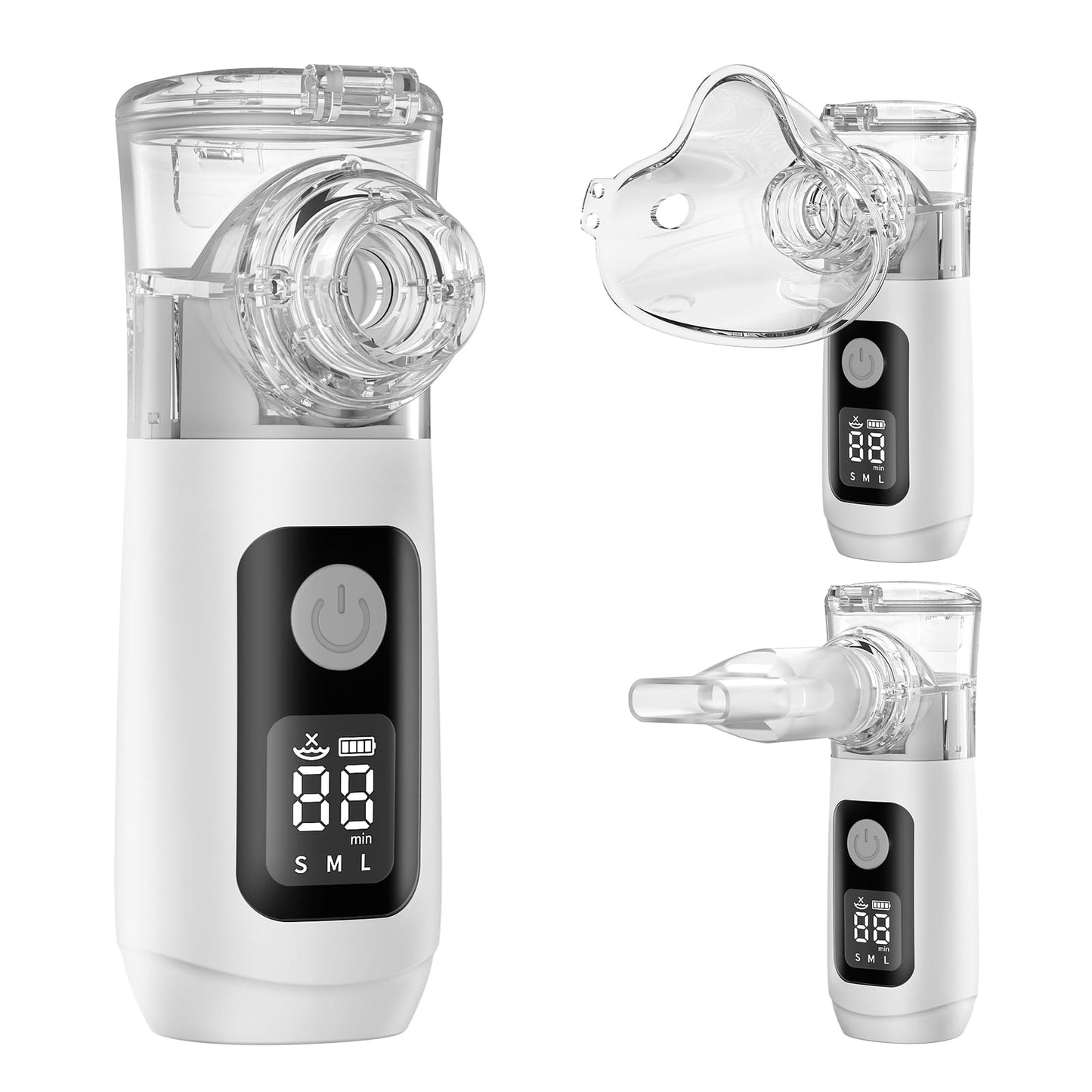 Smart Digital Display Portable Nebulizer for Adults and Kids, Ultra-Quiet Handheld Nebulizer with Self-Cleaning and Accessories - Rechargeable Nebulizer for Travel and Home Use Space