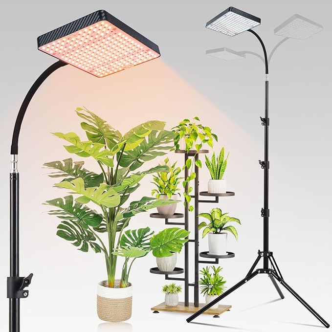 FECiDA 25W Floor Lamp Grow Light, Grow Lights for Indoor Plants Full Spectrum with Stable Stand Base, 4/8/12/16/20 Hr Timer Bonsai Houseplants Grow Lamp, 24"-40" Height Adjustable