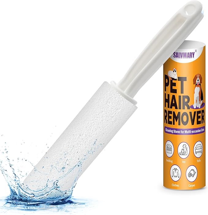 Pumice Stone Toilet Bowl Cleaner with Handle Hard Water Stain Remover for Household Cleaning, Pet Hair Remover Pumice Stone Cat Dog Fur Removal Tool, White 1 Pack