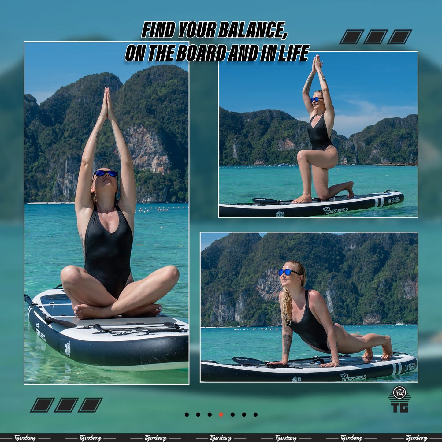 TIGERXBANG Inflatable Stand Up Paddle Boards with Premium SUP Board Accessories, Allround Paddle Boards for Adults/Youth,Defender Collection Black